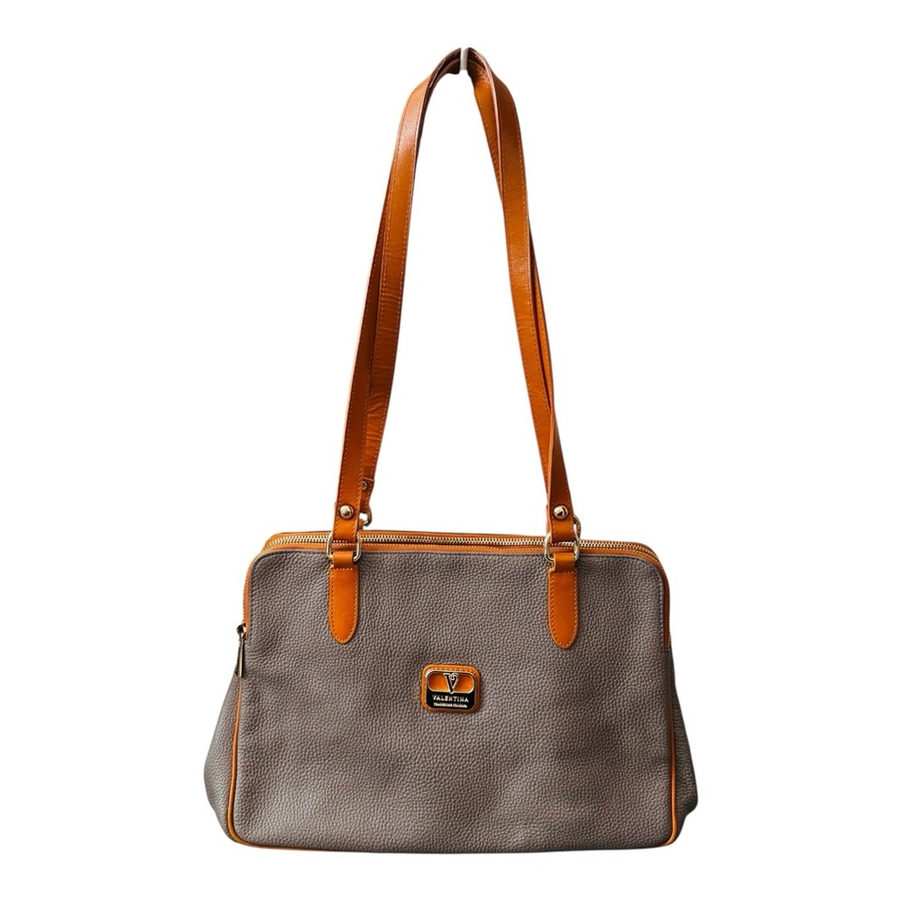 Valentina tote, leather, grey / tan, GUC